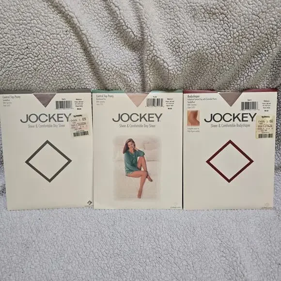Vintage Jockey Pantyhose Lot 3 Medium Sand Nude Bodyshaper Day Sheer NIP