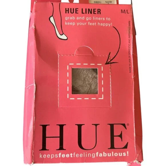 HUE LINER NUDE PALE BEIGE SOCKS SET OF 6 SIZE Medium / Large NIB
