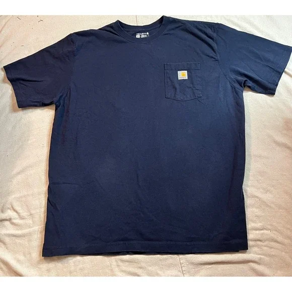 Carhartt Mens Loose Fit Pocket T-Shirt Navy Blue XL Heavyweight Workwear Tee