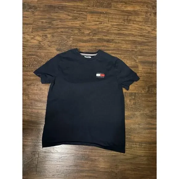 Tommy Jeans T-Shirt Blue Cotton Heavyweight Logo Sz: medium
