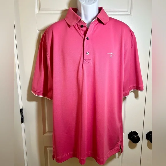FOOTJOY Men’s Solid with White Piping Performance Golf Polo in Watermelon Sz XL