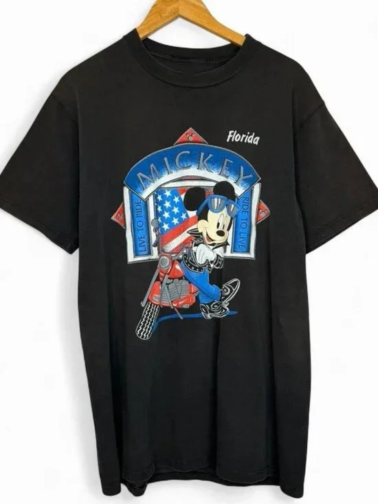 Mickey Mouse Shirt Disney Live To Ride Florida Large Made In USA