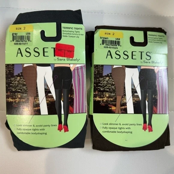 Assets by Sara Blakely 2pk Gray & Brown Tights