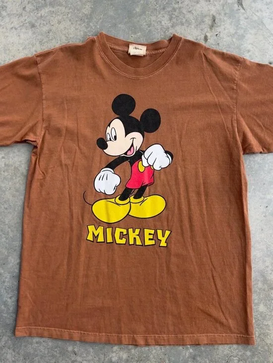 Mickey Mouse Walt Disney World T Shirt Mens Large Brown Graphic Vintage USA Made