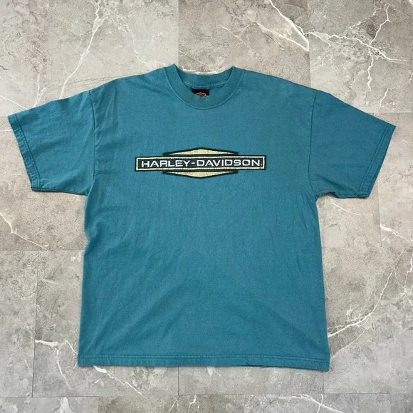 Vintage Harley Davidson Graphic Tee Mens Large Short Sleeve Florida Blue Shirt