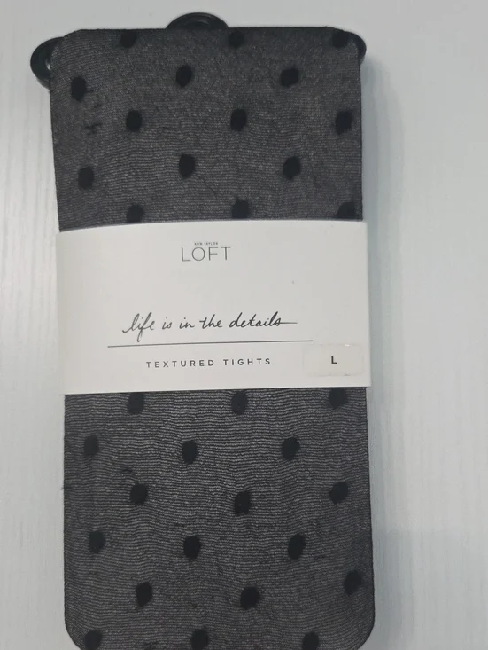 LOFT Black Sheer Polka Dot Textured Tights