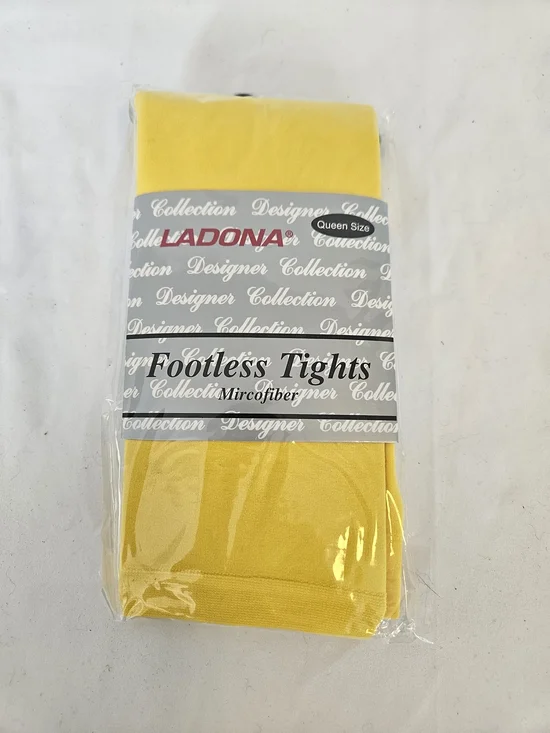 Ladona Footless Microfiber Tights in Bright Yellow Queen Size