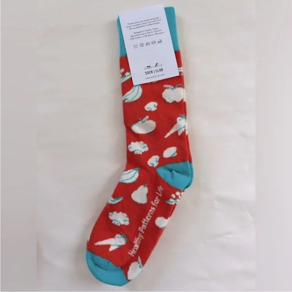 NEW Sock Club Socks NWT Aqua Orange White Cotton Dress Socks Crew