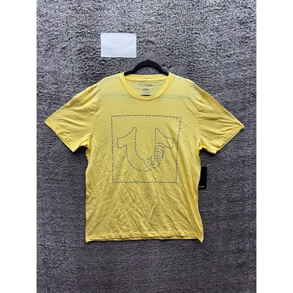 NWT True Religion Crewneck Short Sleeve Puff Stitch Tee Popcorn Mens Size XL