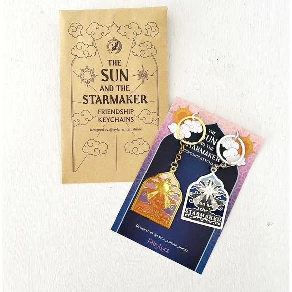 FairyLoot Keychain Set Gold Silver Sun and the Starmaker‎ Friendship Celestial