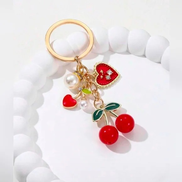 Cherry and Heart Keychain