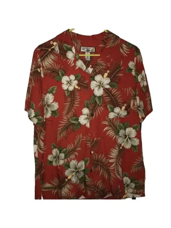 NWOT Caribbean Joe hibiscus shirt