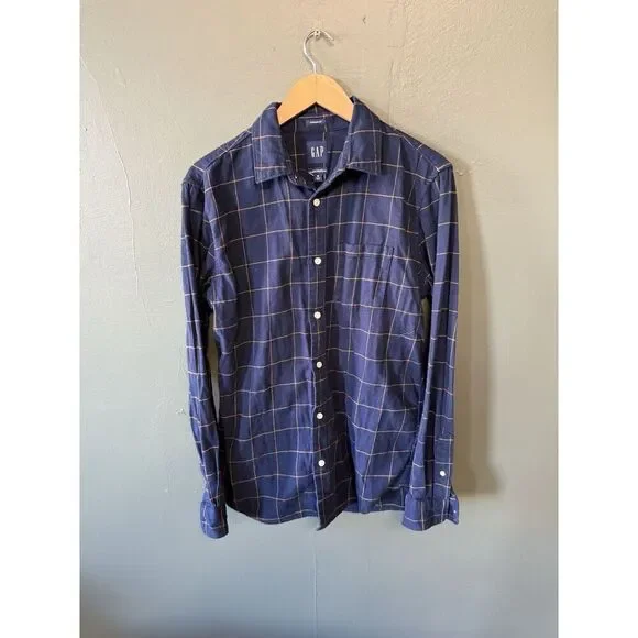 Gap Mens Blue Long Sleeve Button Up Flannel Shirt Size Medium