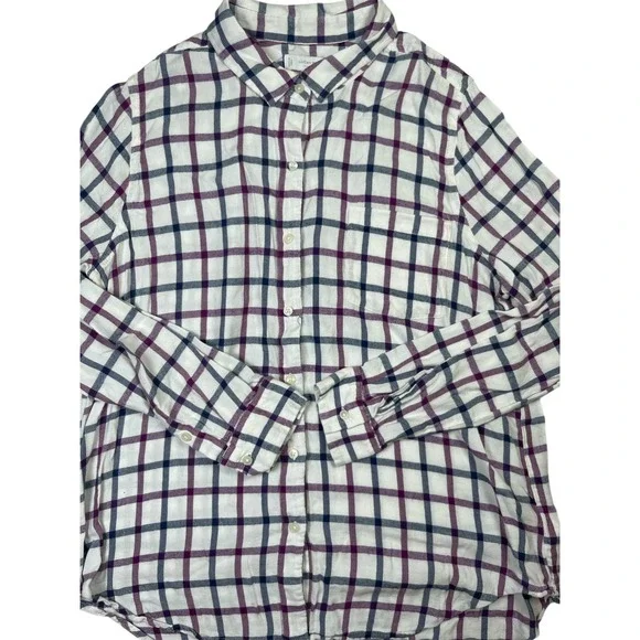 Lucky Brand Shirt‎ Men's Large White Window Pane Pattern Classic Fit Long Sleeve