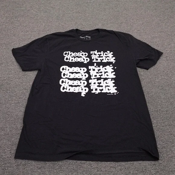 Cheap Trick Shirt Mens Large Black Logo Graphic Tee Band Rock Tagless Music