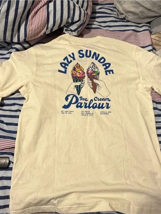 Scotch & Soda Lazy Sundae Ice Cream Parlour Cream Graphic Tee