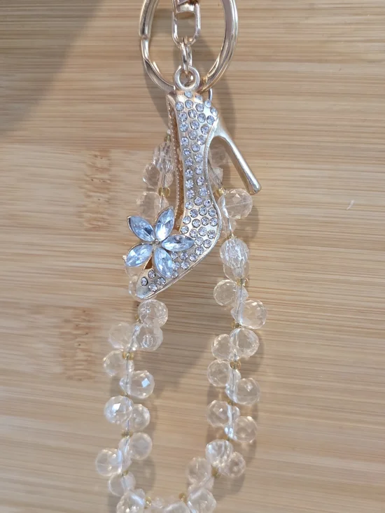 💎 NEW Rhinestone High Heel Stiletto Keychain Crystal Bead Purse Charm 💎
