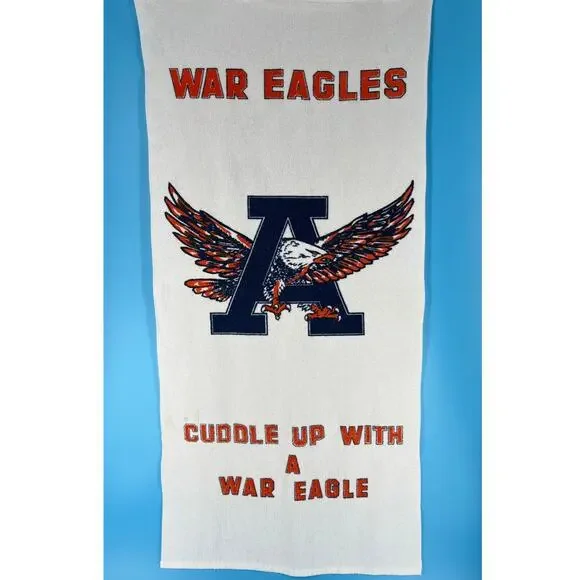 80s Auburn University War Eagle beach towel 1980s vintage