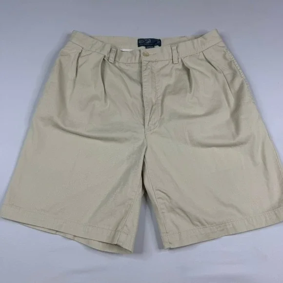 Polo Ralph Lauren Tyler Short Mens 35 Khaki Pleated Classic Cotton Chino Shorts