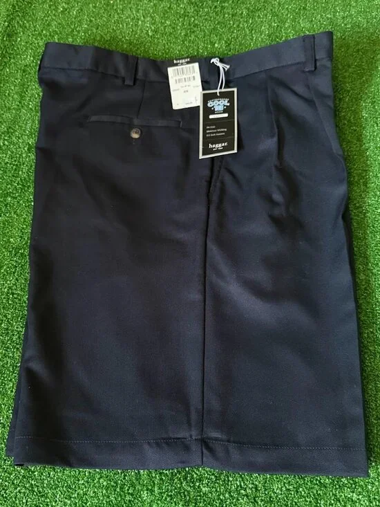 Haggar Cool 18 Performance Golf Shorts Men's Size 40 Navy Classic Pleated NWT