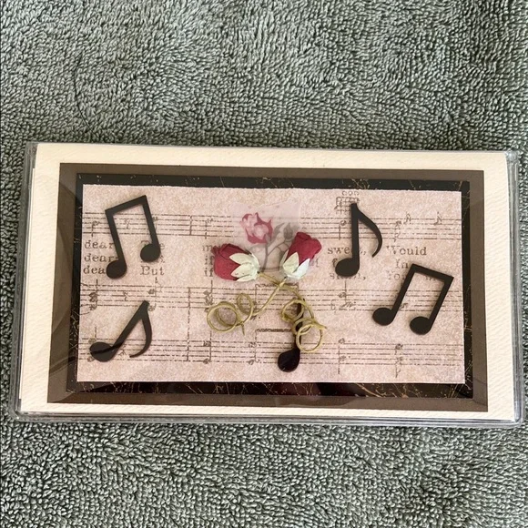 Music Note Checkbook Cover with Floral Design