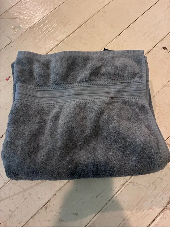 Brooks Brothers Blue-Gray Cotton Terry Cloth Bath Towel