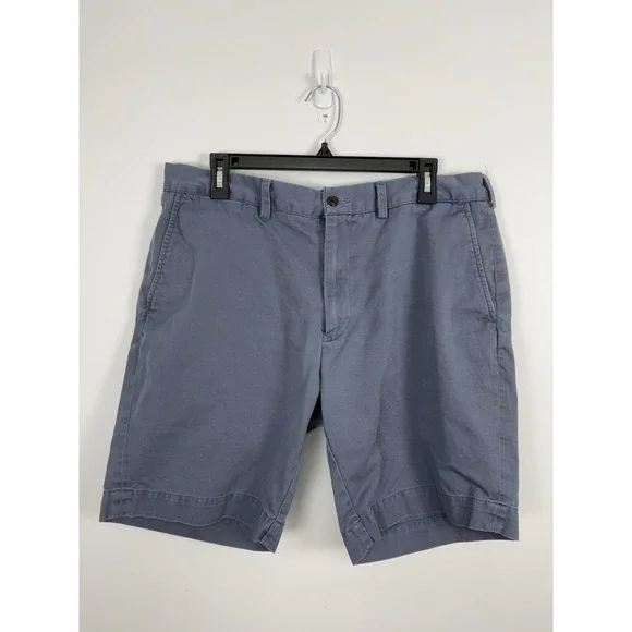 Polo Ralph Lauren Cotton Chino flat Front Washed Navy Blue Classic Fit Shorts 36
