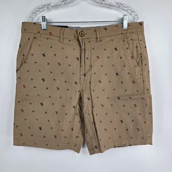Jach's New York Men's Size 32 Bleecker‎ Shorts Dark Khaki Palm Trees NWT
