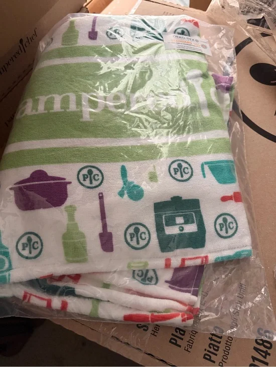 Pampered Chef Icon Cotton beach Towel - Green, Purple, Teal, Red