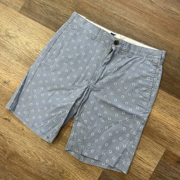 NWT J Crew Gramercy Shorts Men's Sz‎ 30 Horseshoe Print Light Blue Preppy