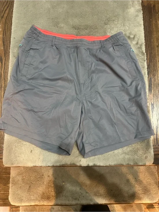 Birddogs Coral Red Athletic Shorts with Gray Waistband