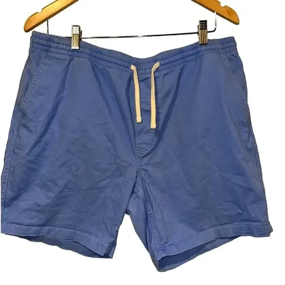 Lands End Mens Blue Elastic Waist Drawstring Deck Shorts Size L 36-38‎ #159