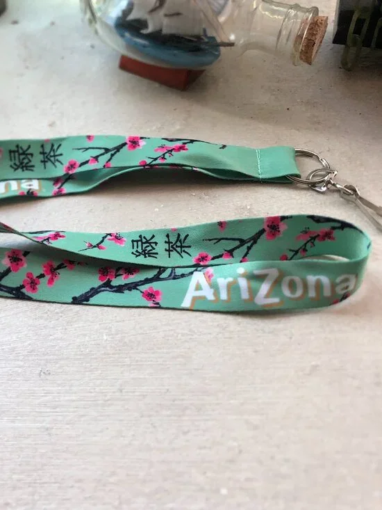 Arizona Iced Tea Company Collectible Green Tea Lanyard Cherry Blossom Pattern