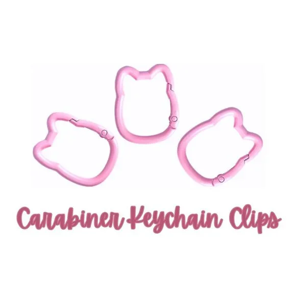 CARABINER Keychain Clips Pink Cat Shape Aluminum Ring 3 Pack Set NEW