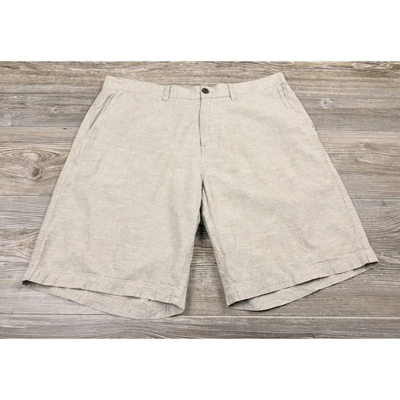 Patagonia Back Step Short Mens 35 Khaki Hemp/Organic Cotton Coastal Preppy Beach