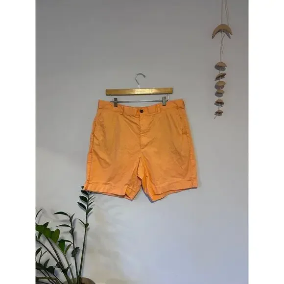 Coral Orange Brooks Brothers 346 Chino Shorts Flat‎ Front Cotton 38 Mens