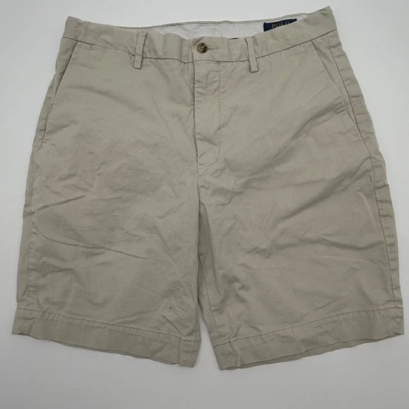 Polo Ralph Lauren Mens Stretch Classic Fit Chino Shorts Khaki Tan Sz 32 9 Inseam