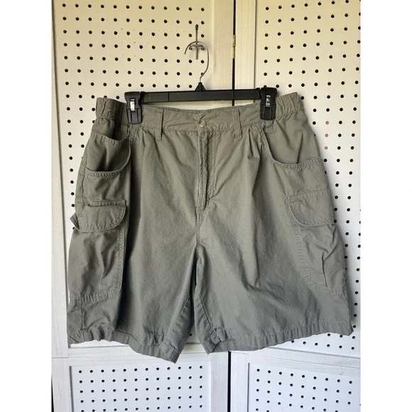 Columbia Cargo Shorts Khaki‎ Chino Light Green Men's Casual 36 Cotton