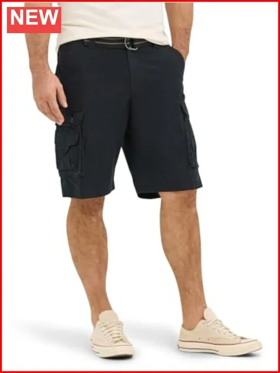 Men's Loose Fit Cargo Shorts with Belt 9 Pockets Cotton Blend