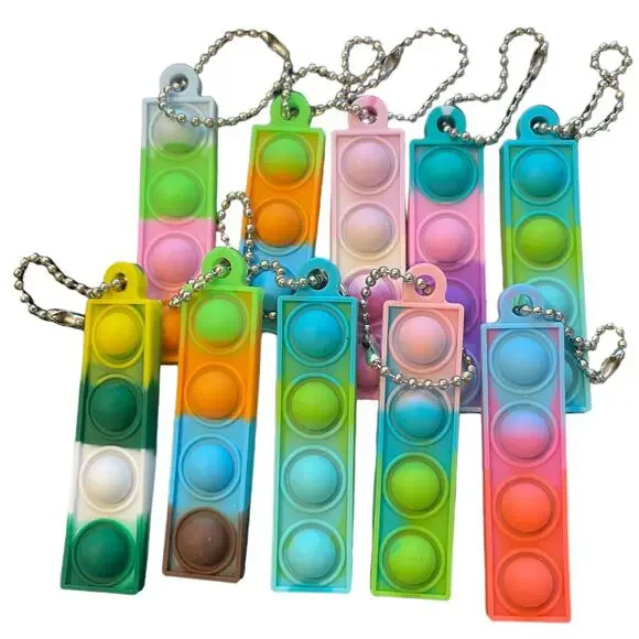 Mini Pop It Fidget Keychains Lot Of 10 NEW