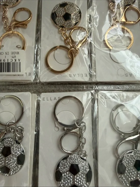 4 for $10 Soccer Ball Keychain Charm - Silver and Gold Accent NWT