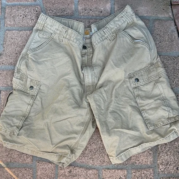 Carhartt Men's Khaki Cargo Shorts tan cotton relaxed fit