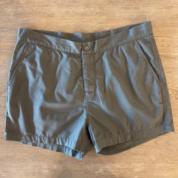 Ksubi Cotton Twill Flat Front Active Shorts-Men's Sz 34-Army Khaki Green-Hiking‎