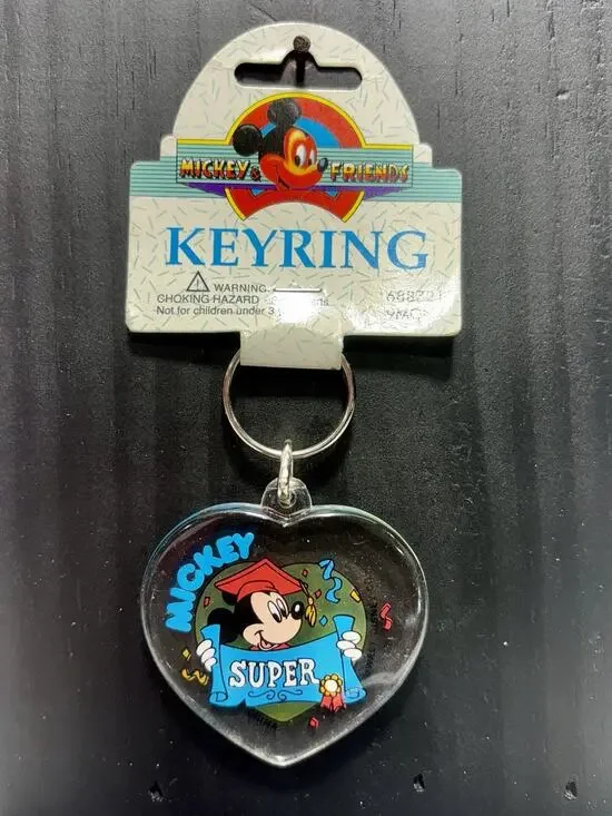 Vintage Disney Mickey Mouse Heart Keyring 1990s Monogram Products Super
