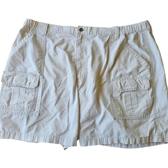 Savane Mens Stone Beige‎ Cargo Shorts Elastic Waist Cotton Blend Size 44 Utility