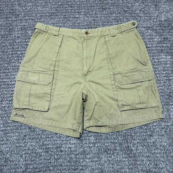 Columbia Mens Cargo Shorts 38 Khaki‎ Tan Flat Front Hiking Outdoor Cotton