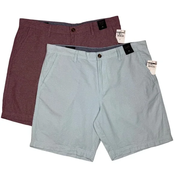 14th & Union Chino Shorts Lot of 2 Slim Fit Men 38 Blue & Red Oxblood Cotton NWT