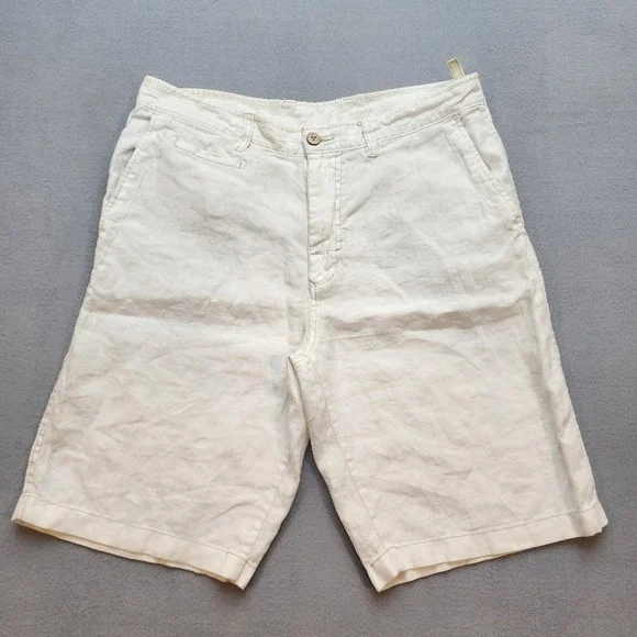 Tommy Bahama Relax 100% Linen Shorts Men's Large Light Cream Beige coastal beach