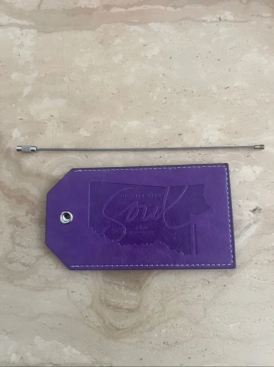 The City with Soul Mississippi Purple Embossed City Themed Luggage Tag