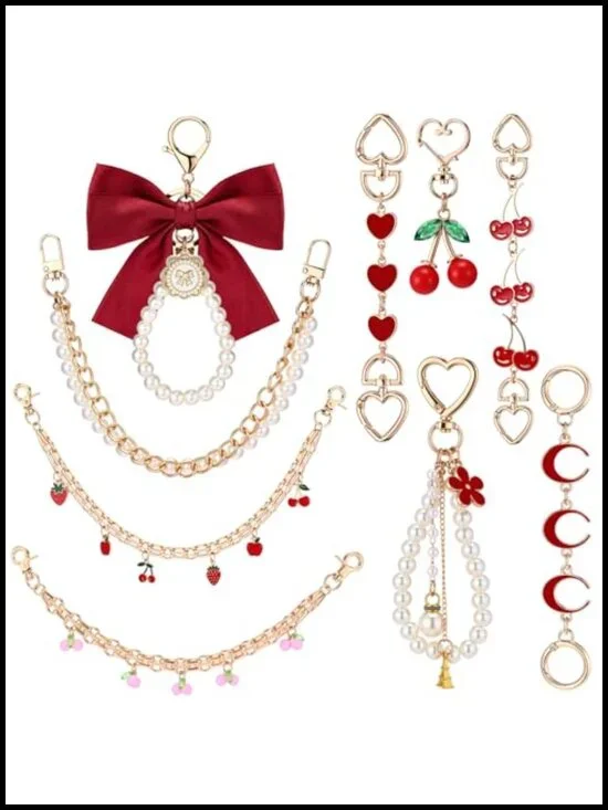 9 Pcs Bag Extender Chain Set Purse Keychain Charms Handbag Accessories